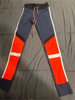 The Upside Navy and Red Colorblock Athletic Leggings
